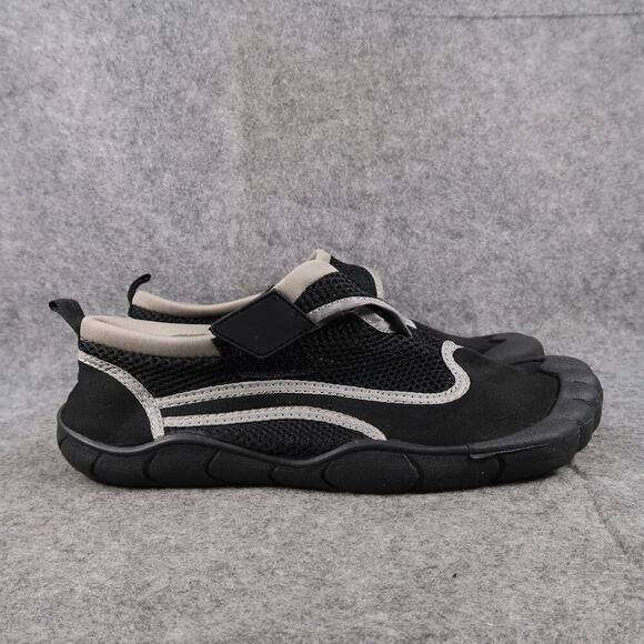 Casual Water Shoes Mens 9 Active Mesh Hook n Loop Flat Black Footshape Outdoor - Picture 1 of 11